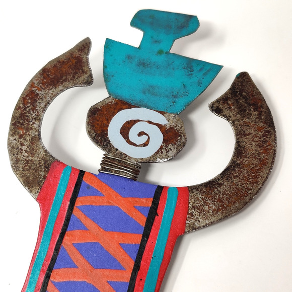 Bill Marcia Finks Signed Metal Brooch Pin Eclectic Tribal Statement Wearable Art - Picture 11 of 15